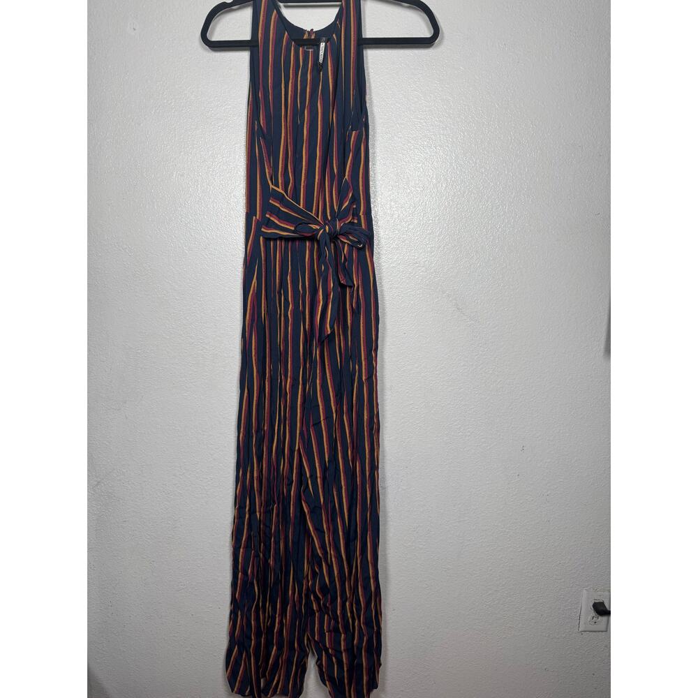 Plenty by Tracy Reese Jumpsuit Navy Blue Yellow Red Sz M Stripe